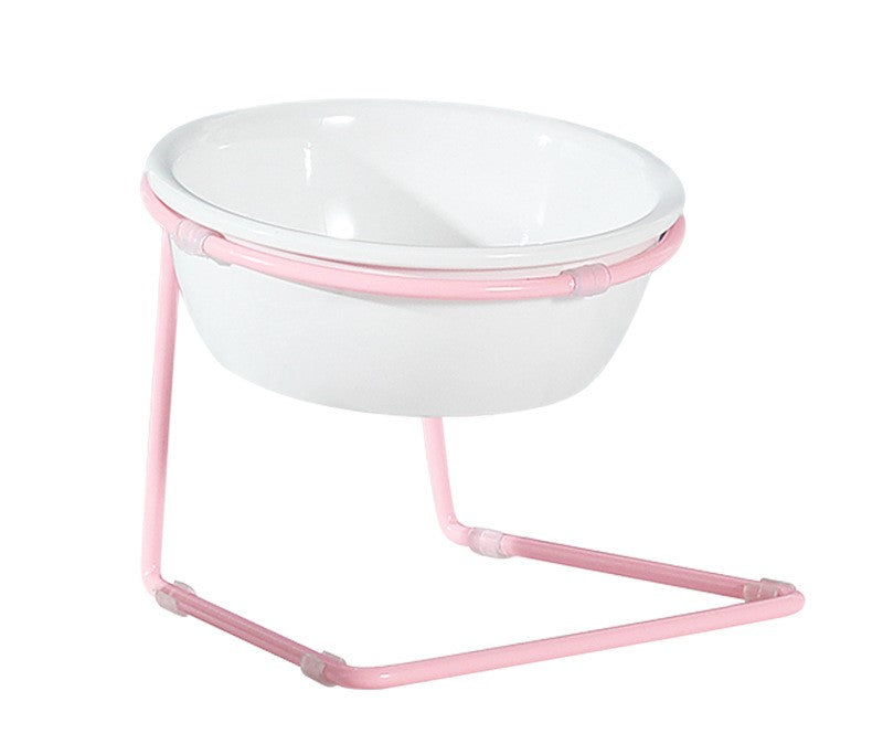 HKM-1780413 Elegant Pet Dining Table with Melamine Bowl and Iron Bracket - Compact Design for Cats and Small Dogs