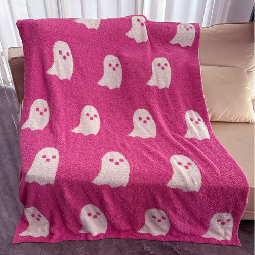 HKM-178067 Half Velvet Geometric Pattern Ghost Blanket - Available in Multiple Sizes and Colors
