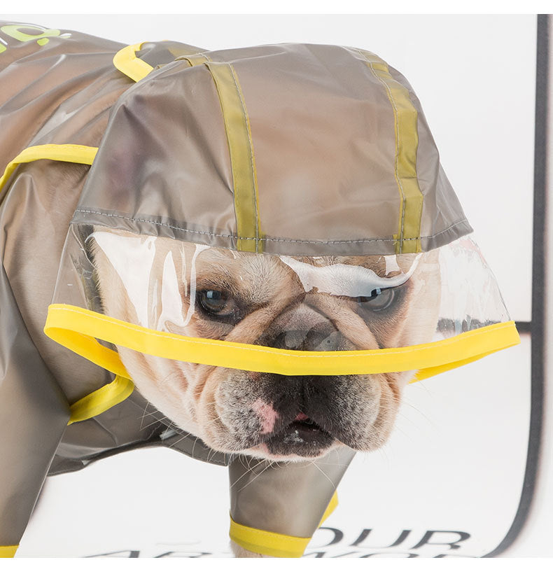 HKM-1780797 Waterproof Casual Raincoat for Puppies in White and Black, Sizes XS to XL