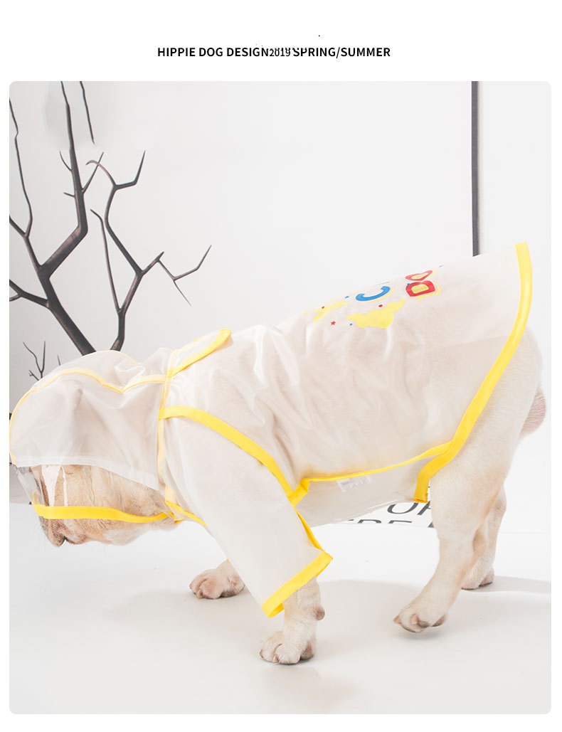 HKM-1780797 Waterproof Casual Raincoat for Puppies in White and Black, Sizes XS to XL
