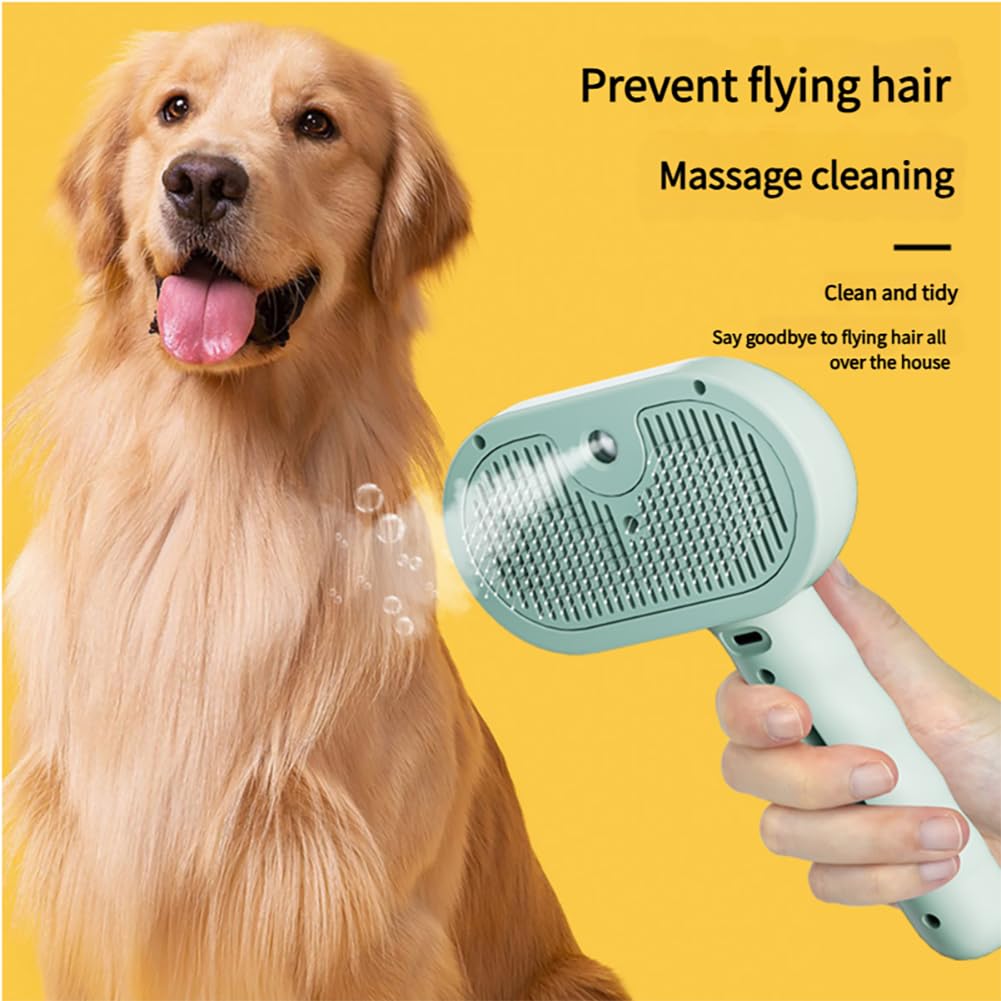 HKM-1781821 3-in-1 Self-Cleaning Steam Brush for Horses, Cats, and Dogs - Silicone Bristles & Water Mist for Shedding