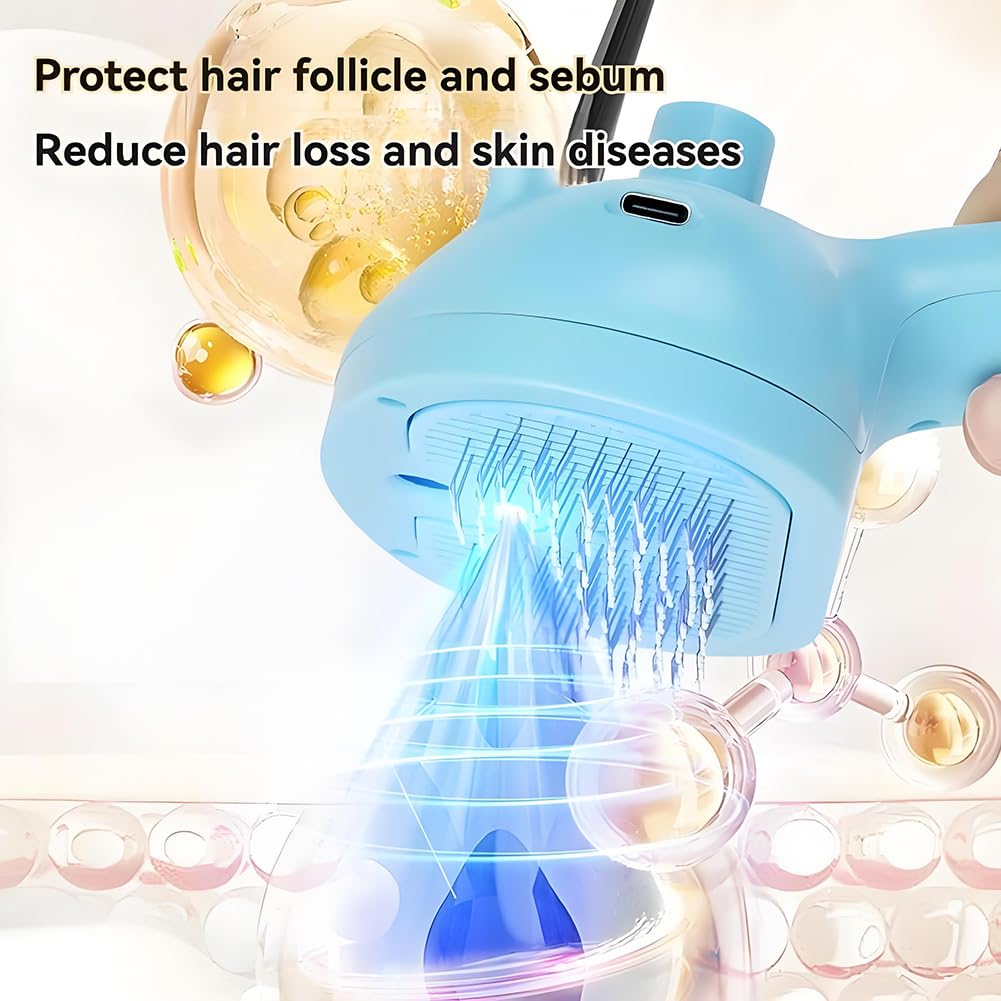 HKM-1781821 3-in-1 Self-Cleaning Steam Brush for Horses, Cats, and Dogs - Silicone Bristles & Water Mist for Shedding