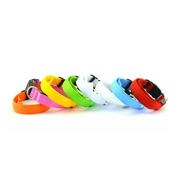 HKM-1782205 Luminous Dog Collar with Fluorescent Fabric, Available in Multiple Colors and Sizes
