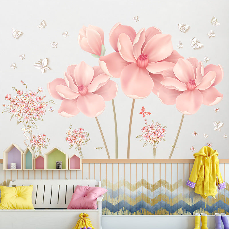 HKM-178387 Modern Flower Wall Stickers - Self-Adhesive PVC Décor for Bedroom Decoration