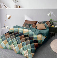 HKM-178451 Three-Piece Modern Geometric Floral Bed Set in Polyester Fiber