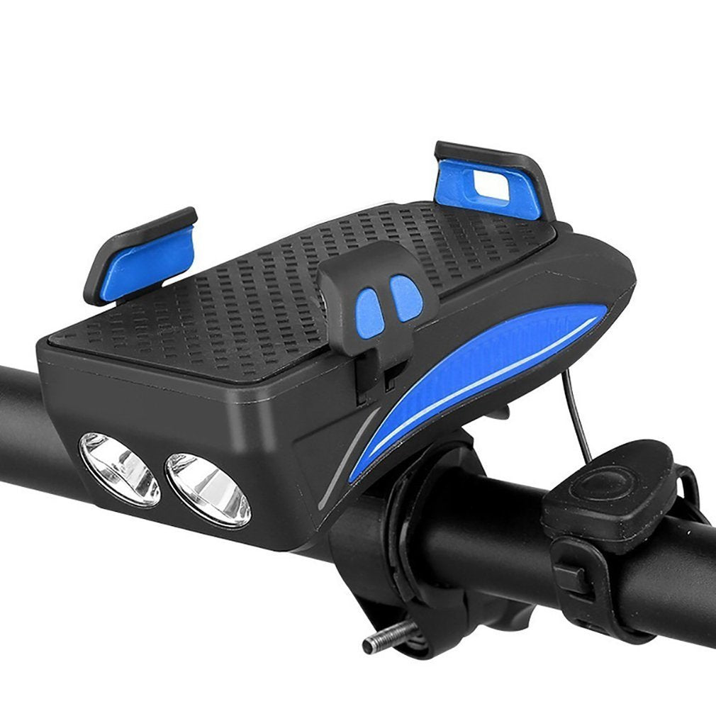 HKM-178515 Multi-Function Night Riding LED Horn Lamp with Power Bank and Mobile Phone Rack