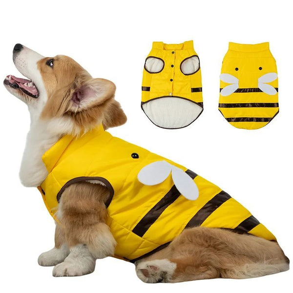 HKM-1785661 Cute Bee Warm Dog Coat for Winter - Turtleneck Jacket for Small to Large Dogs