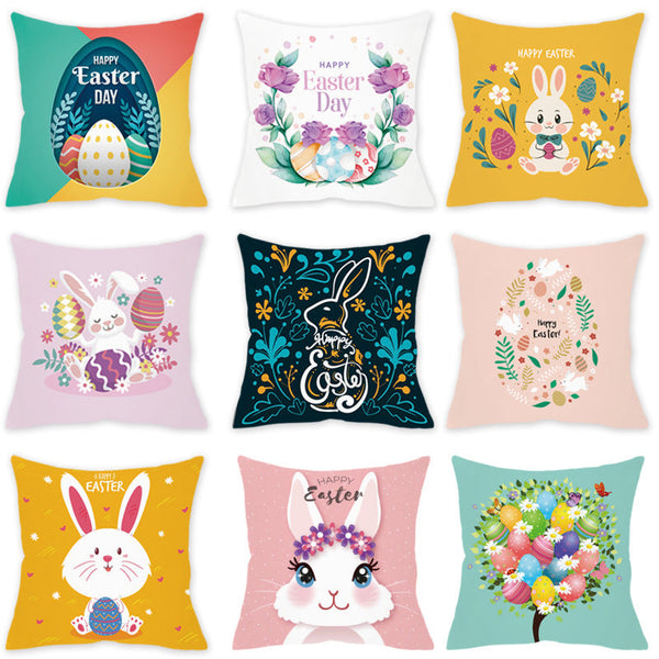 HKM-178579 Easter Cartoon Pillow Cover - 45x45cm Chemical Fiber Cushion Cover