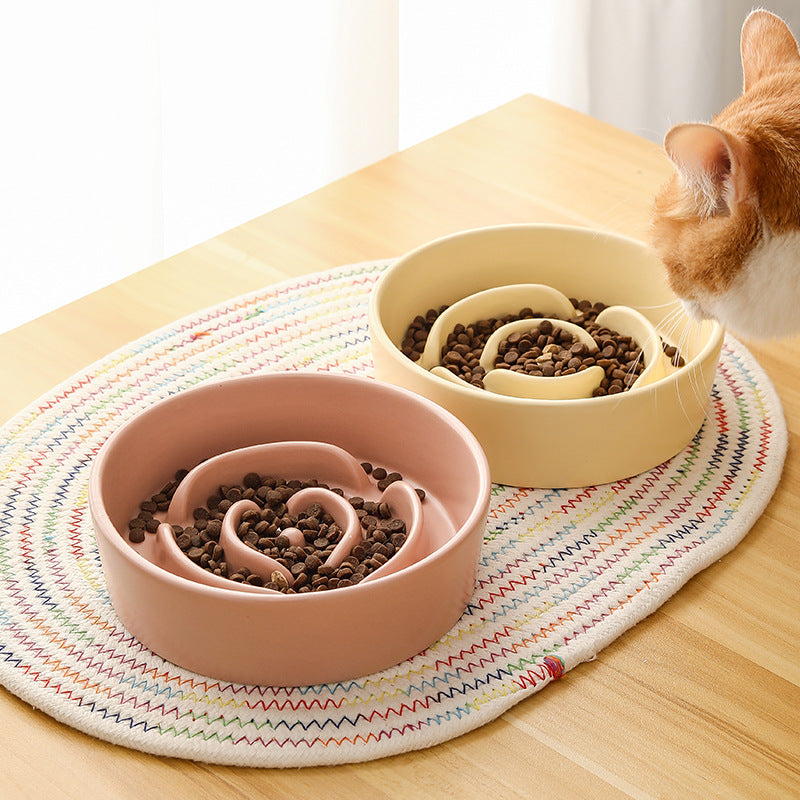 HKM-1786173 Ceramic Slow Feeding Bowl for Small to Medium Dogs and Cats - Available in Various Colors