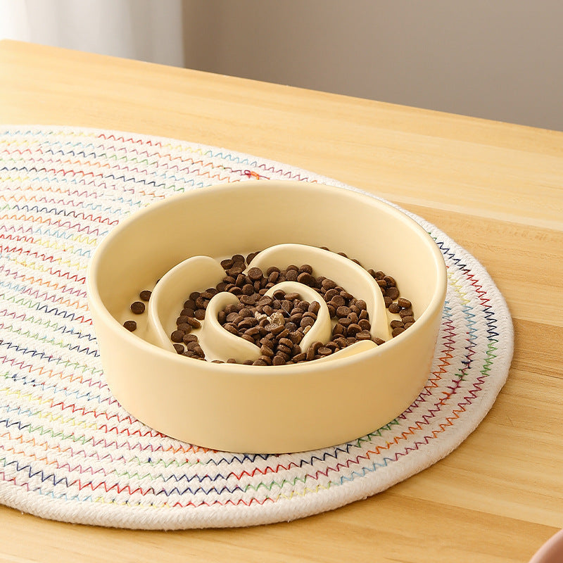 HKM-1786173 Ceramic Slow Feeding Bowl for Small to Medium Dogs and Cats - Available in Various Colors