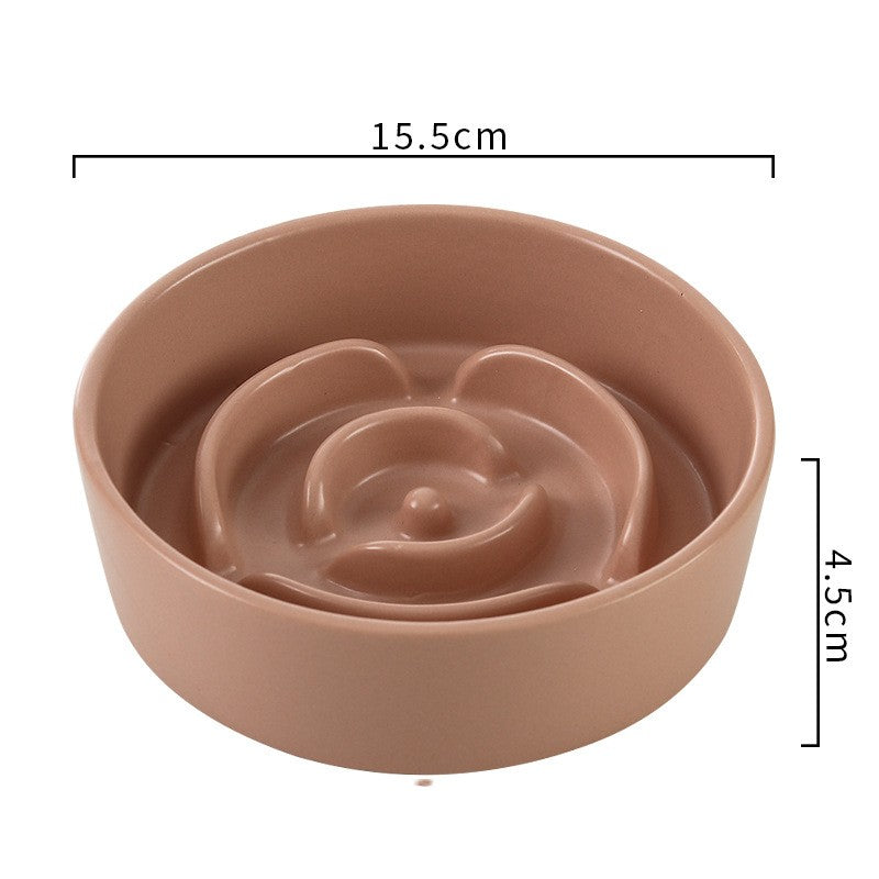 HKM-1786173 Ceramic Slow Feeding Bowl for Small to Medium Dogs and Cats - Available in Various Colors