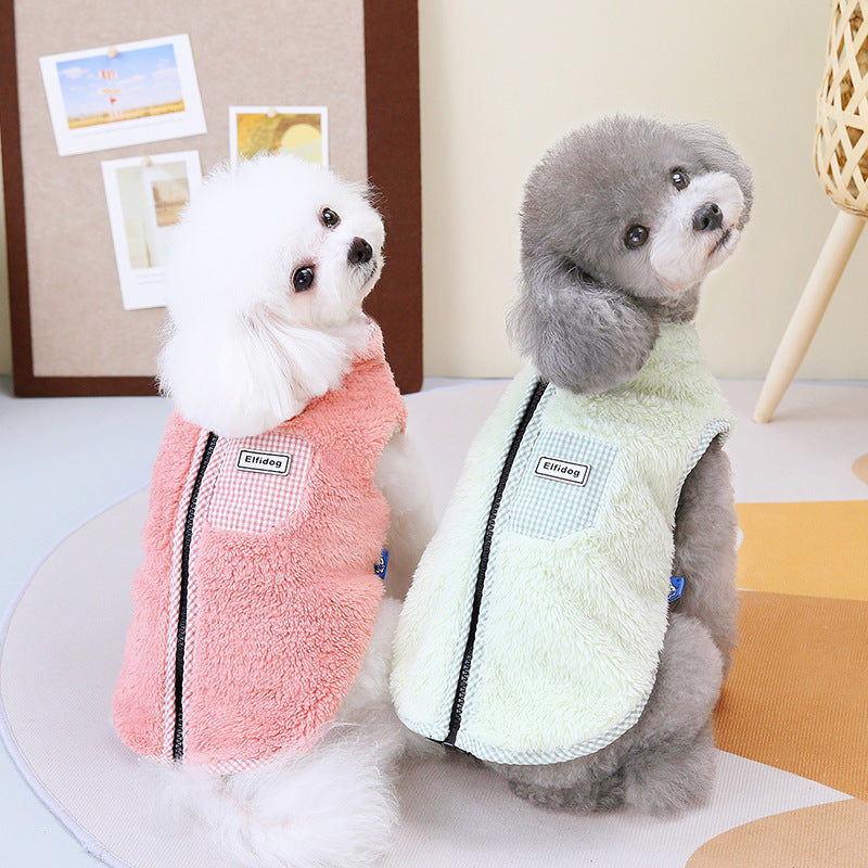 HKM-178707 Thermal Plaid Vest for Pets in Yellow, Green, and Lotus Root Starch - Multiple Sizes Available