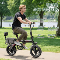 HKM-178771 Folding Electric Bike H5 Pro with 500W Motor, 14" Pneumatic Tires, and 48V Battery