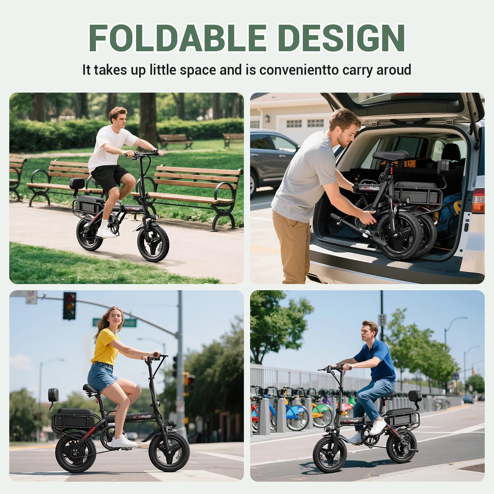 HKM-178771 Folding Electric Bike H5 Pro with 500W Motor, 14" Pneumatic Tires, and 48V Battery