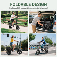 HKM-178771 Folding Electric Bike H5 Pro with 500W Motor, 14" Pneumatic Tires, and 48V Battery