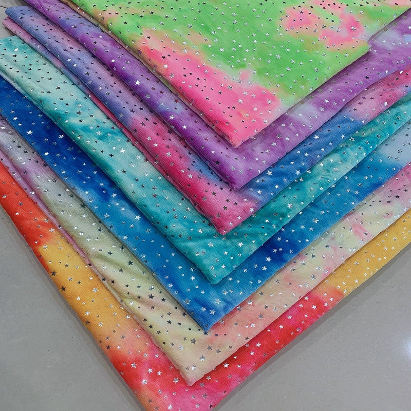 HKM-178771 Soft Crystal Plush Fabric with Star and Moon Design for Luggage and Pillows