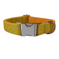 HKM-1787965 Adjustable Yellow Fleece Dog Collar for Medium to Large Dogs with Bow Knot and Leash Set