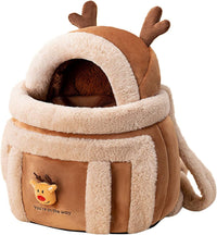 HKM-1788221 Pet Carrier Backpack for Dogs - Plush Winter Outdoor Travel Bag with Hand Warmers
