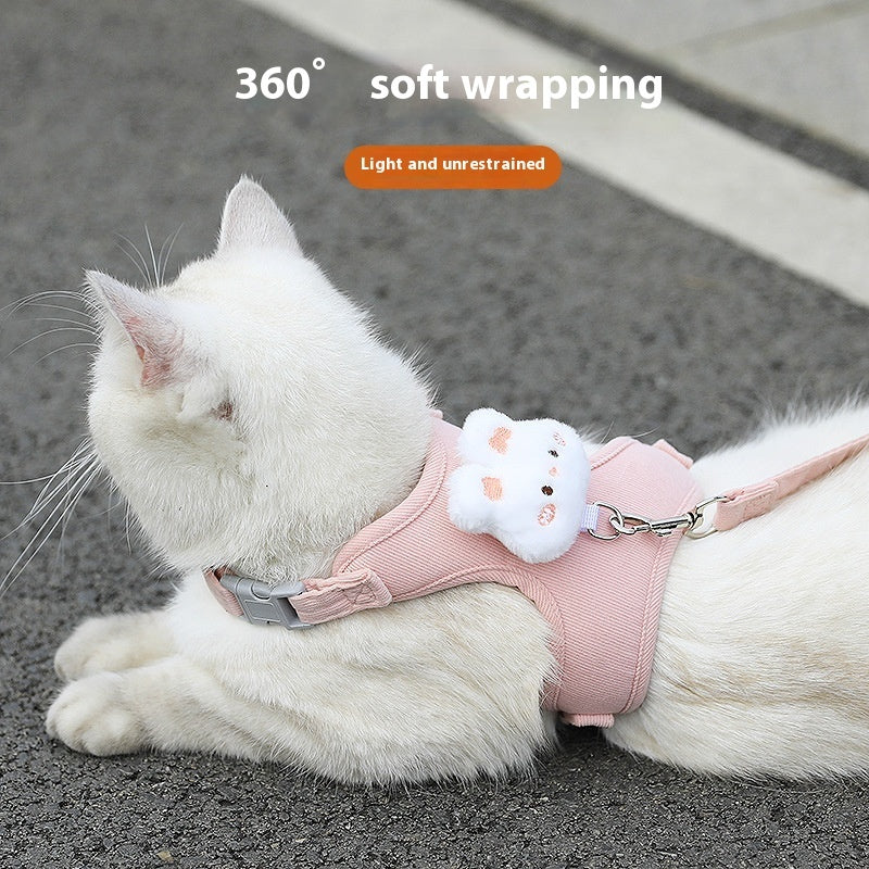 HKM-1788605 Adjustable Cat Walking Rope with Cute Chest Strap for Small Pets - Multiple Colors Available
