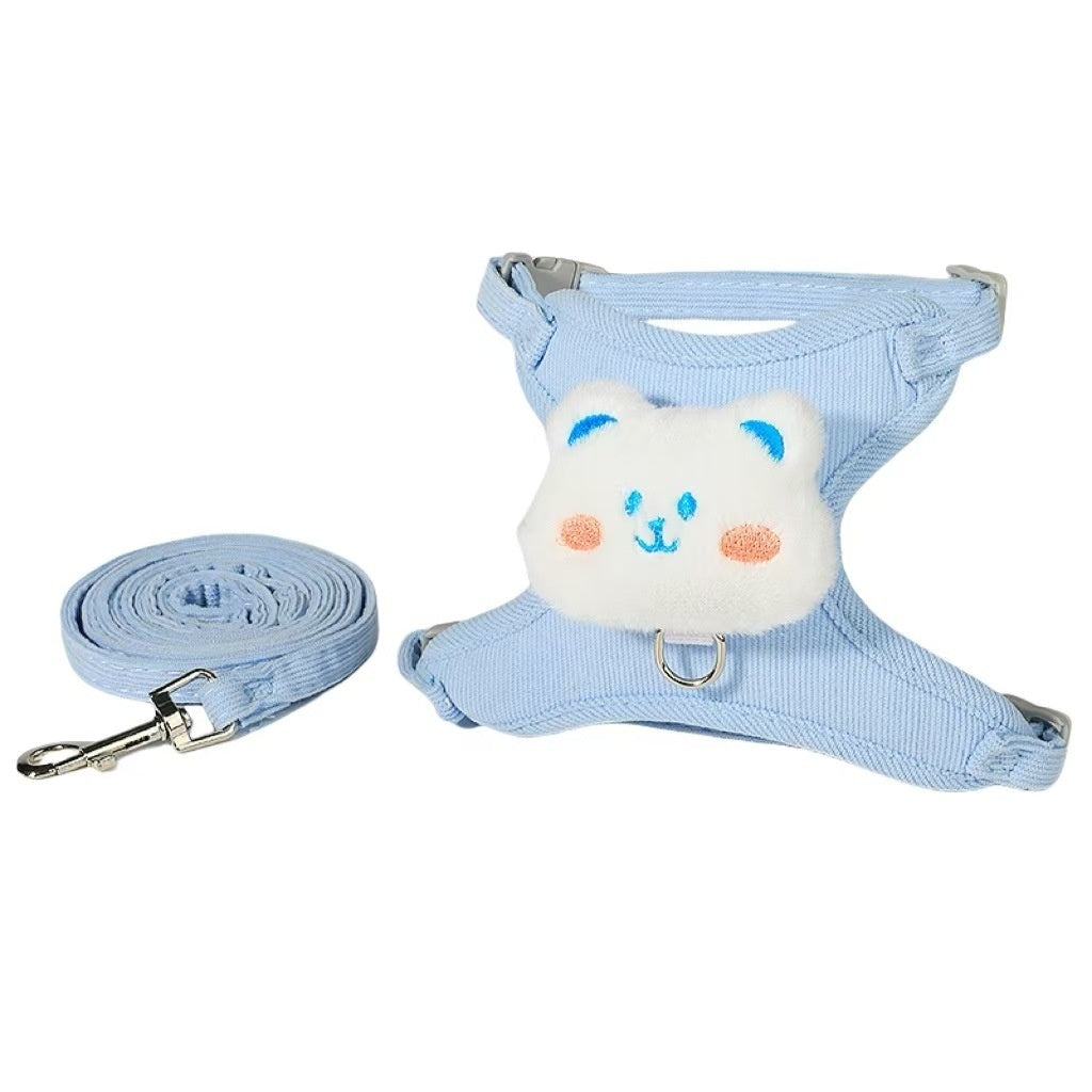 HKM-1788605 Adjustable Cat Walking Rope with Cute Chest Strap for Small Pets - Multiple Colors Available