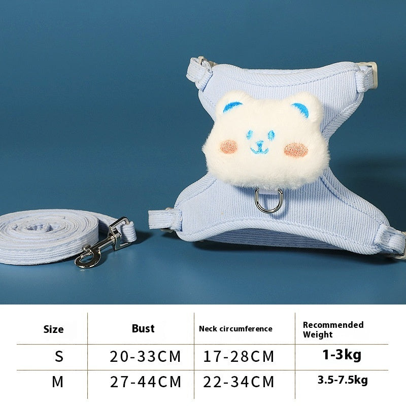 HKM-1788605 Adjustable Cat Walking Rope with Cute Chest Strap for Small Pets - Multiple Colors Available