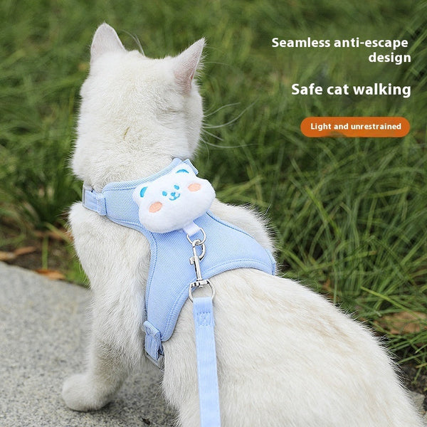 HKM-1788605 Adjustable Cat Walking Rope with Cute Chest Strap for Small Pets - Multiple Colors Available