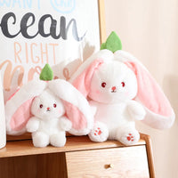 HKM-178899 Kawaii Strawberry Rabbit Plush Doll - Unisex Cotton Toy with PP Filling - Cute Carrot Design for All Ages