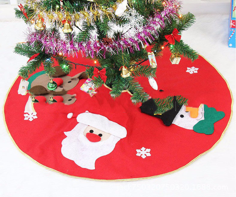 HKM-178899 Red Cloth Christmas Tree Skirt - 100CM Diameter Home and Office Decoration
