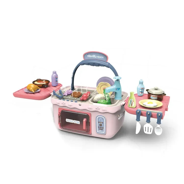 HKM-178963 Color Changing Food Electric Picnic Chef Kitchen Playset for Children Ages 2-4