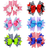 HKM-179027 Children's Wavy Bow Hairpin - Color Matching in Red, Green, Blue, White, Sapphire Blue, Rose Red, 12x9cm