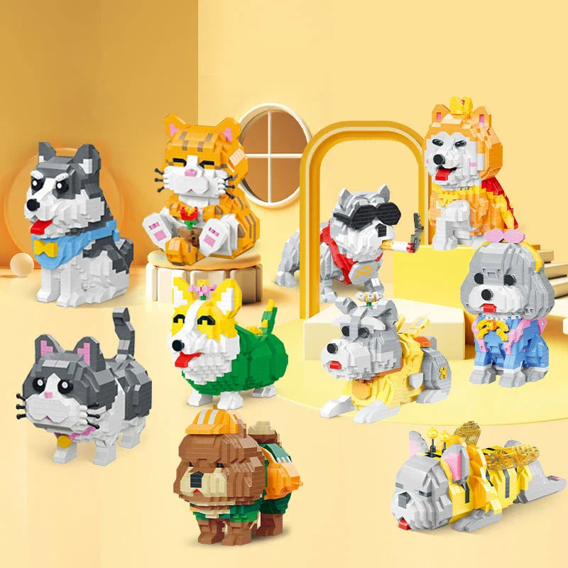 HKM-179027 DIY Cartoon Animal Assembly Toy Set - 3D Building Blocks for Creative Kids Ages 8+