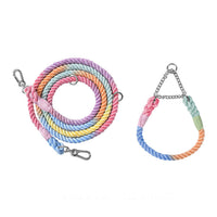 HKM-1791549 Multifunctional Double Head Pet Leash with Rainbow and Mint Green Options