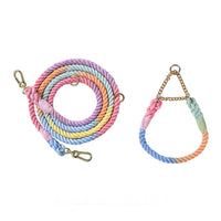 HKM-1791549 Multifunctional Double Head Pet Leash with Rainbow and Mint Green Options