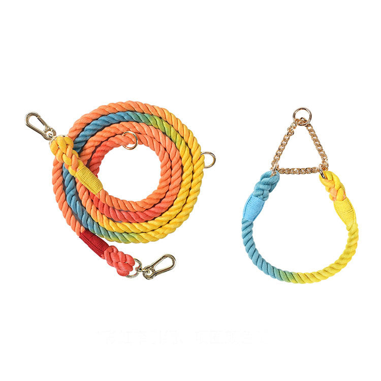 HKM-1791549 Multifunctional Double Head Pet Leash with Rainbow and Mint Green Options