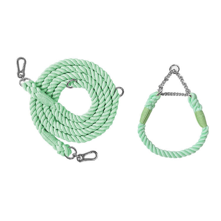 HKM-1791549 Multifunctional Double Head Pet Leash with Rainbow and Mint Green Options