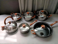HKM-179155 Classic 12-Piece Multifunctional Aluminium Non-Stick Cookware Set with Clear Glass Lid