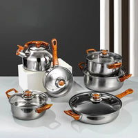 HKM-179155 Classic 12-Piece Multifunctional Aluminium Non-Stick Cookware Set with Clear Glass Lid