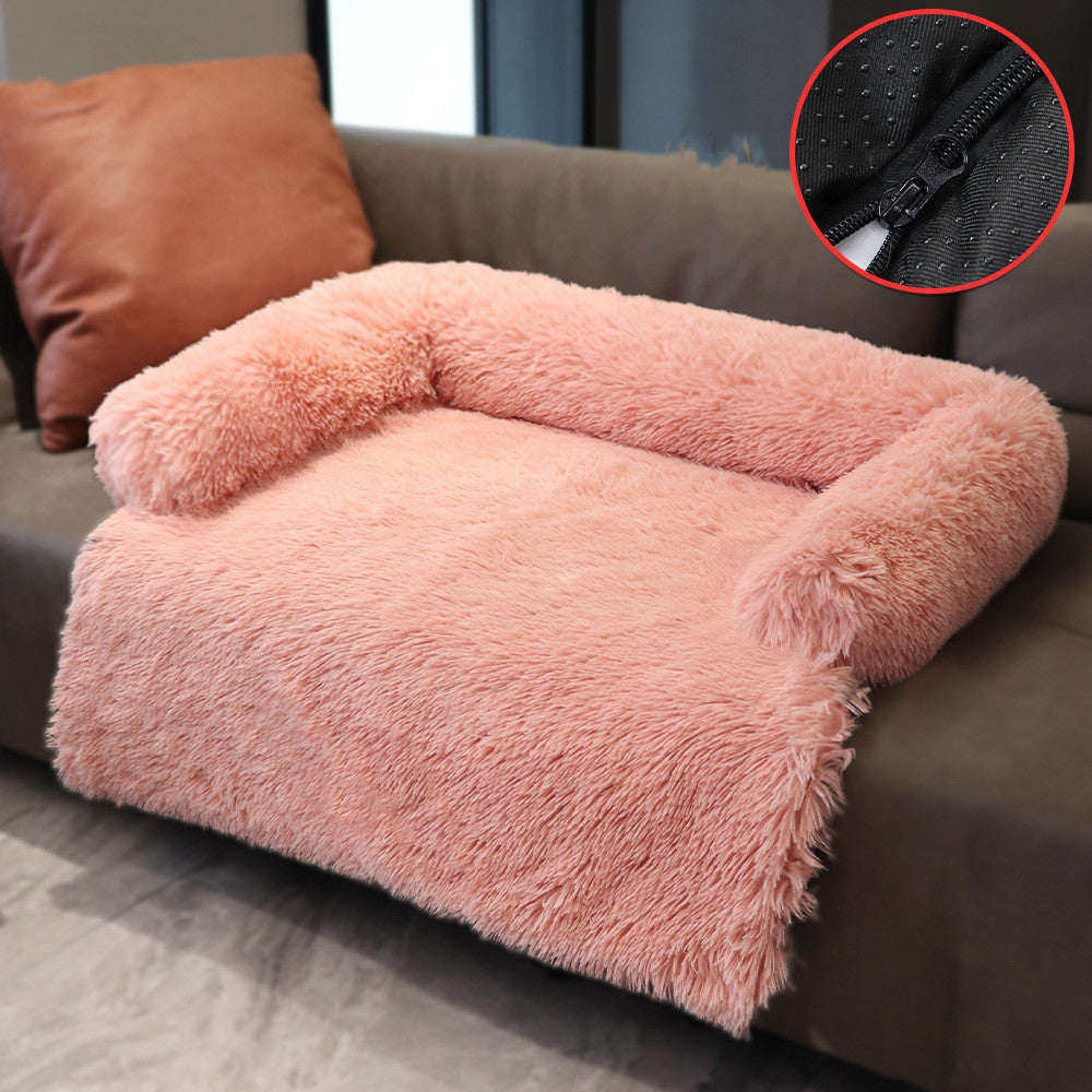 HKM-1791805 Dual Use Plush Dog Blanket for Kennel or Sofa Bed - Sizes S, M, L in Powder Gray and Coffee
