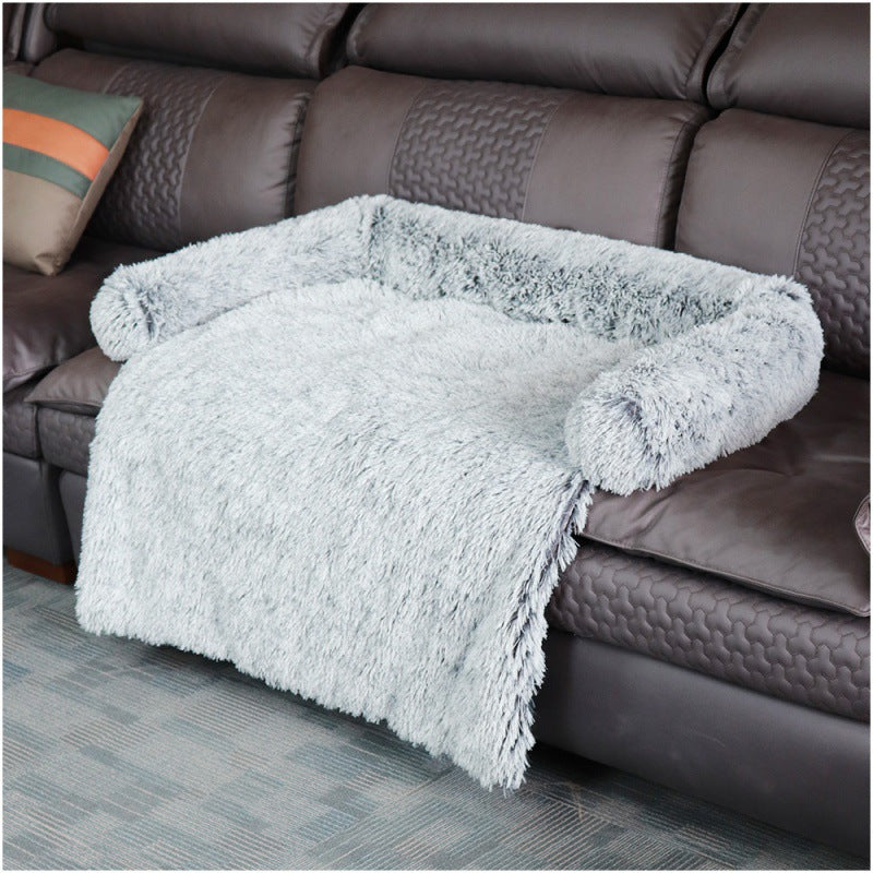HKM-1791805 Dual Use Plush Dog Blanket for Kennel or Sofa Bed - Sizes S, M, L in Powder Gray and Coffee