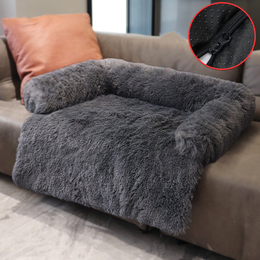 HKM-1791805 Dual Use Plush Dog Blanket for Kennel or Sofa Bed - Sizes S, M, L in Powder Gray and Coffee