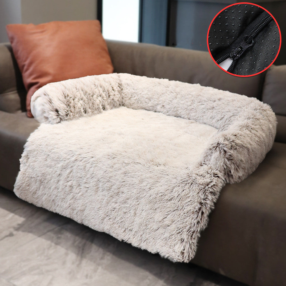 HKM-1791805 Dual Use Plush Dog Blanket for Kennel or Sofa Bed - Sizes S, M, L in Powder Gray and Coffee