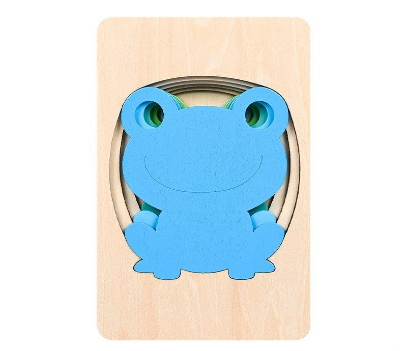HKM-179283 Children's Wooden 3D Animal Puzzle - Multi-Layer Gradient Design for Ages 4-6