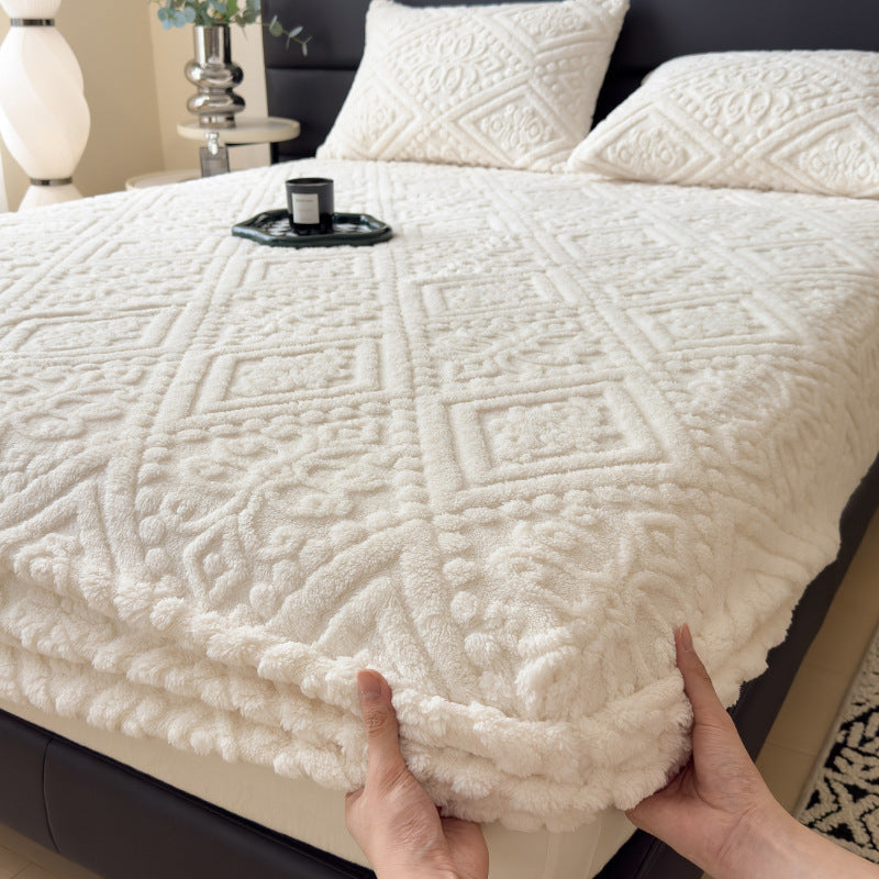 HKM-179283 Class A Milk Fiber Embossed Fitted Sheet for 5-25cm Mattresses - Various Sizes Available