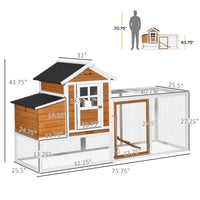 HKM-1795389 Wooden Chicken Coop with Weatherproof Materials and Safe Non-Polluting Design for 2-4 Chickens