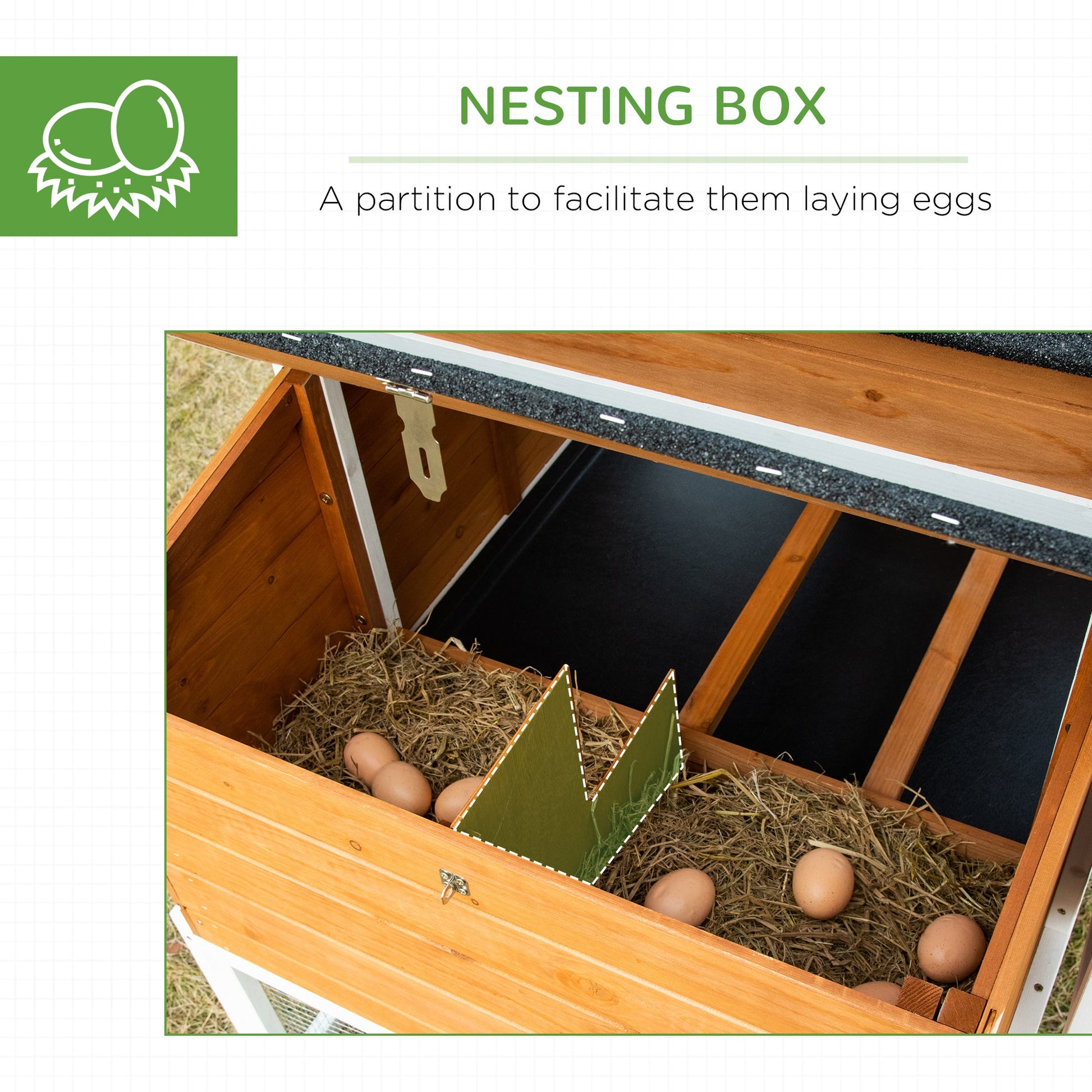 HKM-1795389 Wooden Chicken Coop with Weatherproof Materials and Safe Non-Polluting Design for 2-4 Chickens