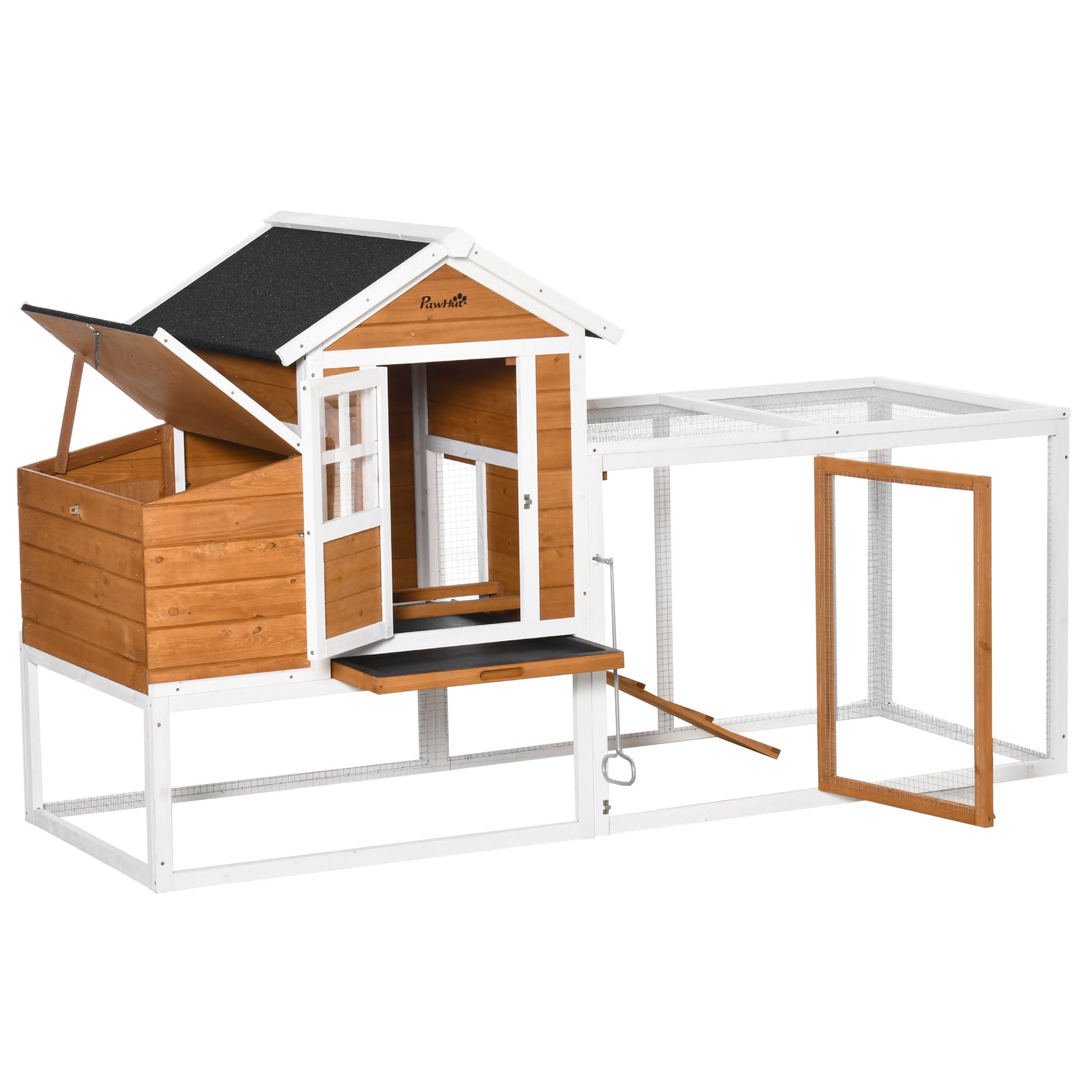 HKM-1795389 Wooden Chicken Coop with Weatherproof Materials and Safe Non-Polluting Design for 2-4 Chickens
