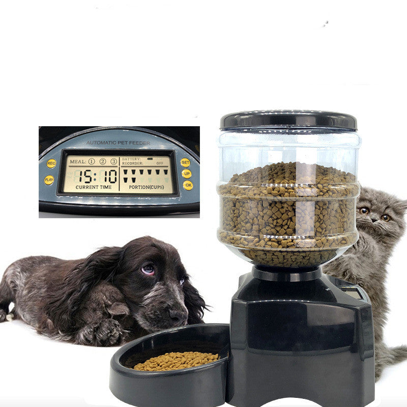 HKM-1795517 Timed Automatic Pet Feeder with 5.5L Capacity and Adjustable Meal Portions