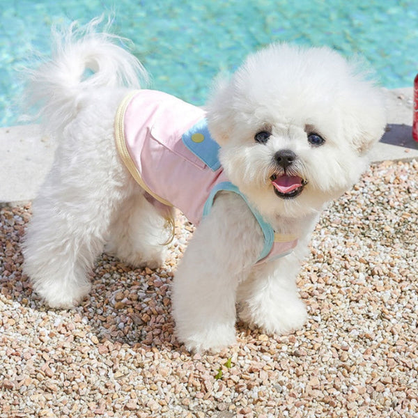 HKM-1796285 Small Dog Summer Casual Clothes in Pink for Bichon and Other Breeds, Comfortable Nylon-Spandex Blend