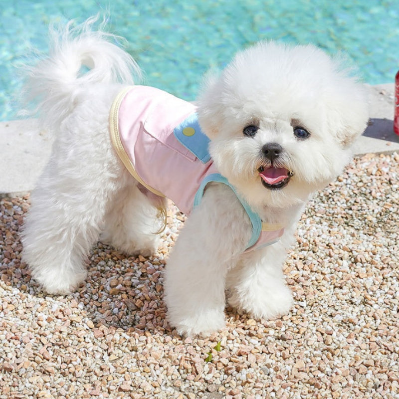 HKM-1796285 Small Dog Summer Casual Clothes in Pink for Bichon and Other Breeds, Comfortable Nylon-Spandex Blend