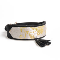 HKM-1799485 Simple Medium and Large PU Dog Collar in Black, Light Yellow, and White Yellow